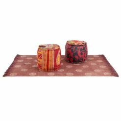 VidaXL Poufs et tapis 3 pcs Tissu Patchwork