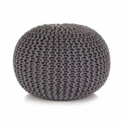 VidaXL Pouf tricoté à la main Coton 50 x 35 cm Gris