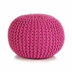 VidaXL Pouf tricoté à la main Coton 50 x 35 cm Rose