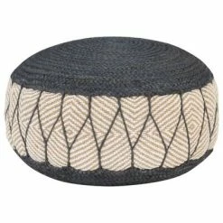 VidaXL Pouf tissé/tricoté Jute Coton 50 x 30 cm Bleu