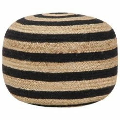 VidaXL Pouf fait à la main Noir 45 x 30 cm Jute
