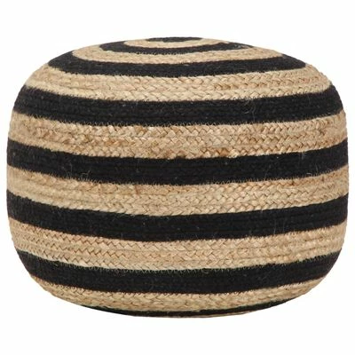 VidaXL Pouf fait à la main Noir 45 x 30 cm Jute 1 VidaXL Pouf fait à la main Noir 45 x 30 cm Jute