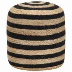 VidaXL Pouf fait à la main Noir 40 x 45 cm Jute