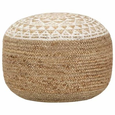 VidaXL Pouf fait à la main Blanc 45x30 cm Jute 1 VidaXL Pouf fait à la main Blanc 45x30 cm Jute