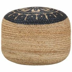 VidaXL Pouf fait Ă la main Bleu 45 x 30 cm Jute