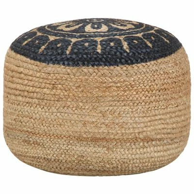 VidaXL Pouf fait à la main Bleu 45 x 30 cm Jute 1 VidaXL Pouf fait à la main Bleu 45 x 30 cm Jute