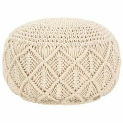 VidaXL Pouf fait à la main en macramé 45 x 30 cm Coton