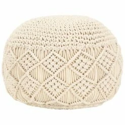 VidaXL Pouf fait à la main en macramé 45 x 30 cm Coton
