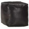VidaXL Pouf 40 x 40 x 40 cm Noir Cuir véritable de chèvre