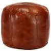 VidaXL Pouf 40 x 35 cm Brun roux Cuir véritable de chèvre