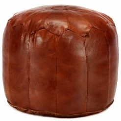 VidaXL Pouf 40 x 35 cm Brun roux Cuir véritable de chèvre