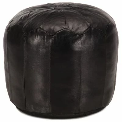 VidaXL Pouf 40 x 35 cm Noir Cuir véritable de chèvre 1 VidaXL Pouf 40 x 35 cm Noir Cuir véritable de chèvre