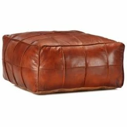 VidaXL Pouf 60 x 60 x 30 cm Brun roux Cuir véritable de chèvre