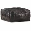 VidaXL Pouf 60 x 60 x 30 cm Noir Cuir véritable de chèvre