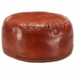 VidaXL Pouf 60 x 30 cm Brun roux Cuir véritable de chèvre
