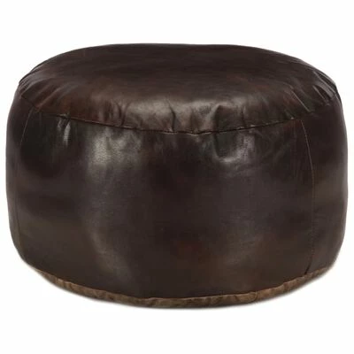 VidaXL Pouf 60 x 30 cm Marron foncé Cuir véritable de chèvre 1 VidaXL Pouf 60 x 30 cm Marron foncé Cuir véritable de chèvre
