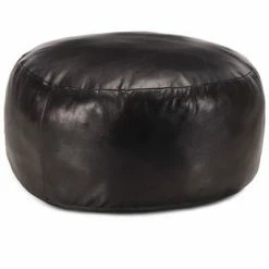 VidaXL Pouf 60 x 30 cm Noir Cuir véritable de chèvre
