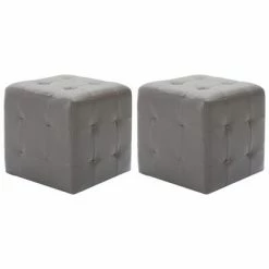 VidaXL 2 pcs Poufs Gris 30 x 30 x 30 cm Similicuir