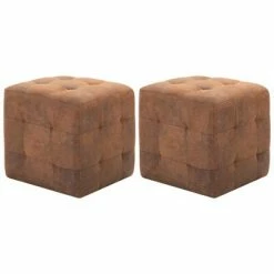 VidaXL 2 pcs Poufs Marron 30 x 30 x 30 cm Similicuir daim