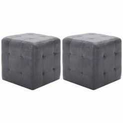 VidaXL 2 pcs Poufs Gris 30 x 30 x 30 cm Similicuir daim