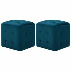 VidaXL 2 pcs Poufs Bleu 30 x 30 x 30 cm Tissu velours