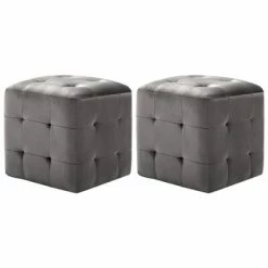 VidaXL 2 pcs Poufs Gris 30 x 30 x 30 cm Tissu velours