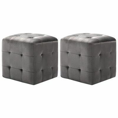 VidaXL 2 pcs Poufs Gris 30 x 30 x 30 cm Tissu velours 1 VidaXL 2 pcs Poufs Gris 30 x 30 x 30 cm Tissu velours