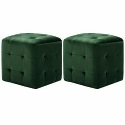 VidaXL 2 pcs Poufs Vert 30 x 30 x 30 cm Tissu velours
