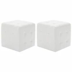 VidaXL Poufs 2 pcs Blanc 30 x 30 x 30 cm Similicuir