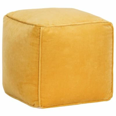 VidaXL Pouf Velours de coton 40 x 40 x 40 cm Jaune 1 VidaXL Pouf Velours de coton 40 x 40 x 40 cm Jaune