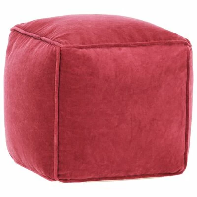 VidaXL Pouf Velours de coton 40 x 40 x 40 cm Rouge 1 VidaXL Pouf Velours de coton 40 x 40 x 40 cm Rouge
