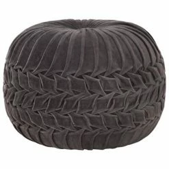 VidaXL Pouf Velours de coton Design de sarrau 40 x 30 cm Anthracite