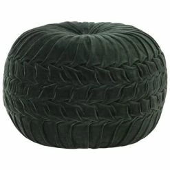 VidaXL Pouf Velours de coton Design de sarrau 40 x 30 cm Vert