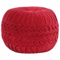 VidaXL Pouf Velours de coton Design de sarrau 40 x 30 cm Rouge