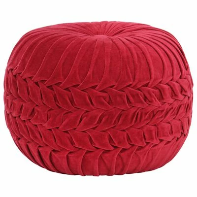 VidaXL Pouf Velours de coton Design de sarrau 40 x 30 cm Rouge 1 VidaXL Pouf Velours de coton Design de sarrau 40 x 30 cm Rouge