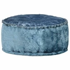 VidaXL Pouf Rond Velours 40 x 20 cm Bleu