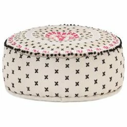 VidaXL Pouf rond avec broderie Coton 60 x 25 Multicolore