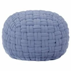 VidaXL Pouf Design tressé Bleu 50x35 cm Coton