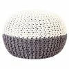 VidaXL Pouf tricoté à la main Anthracite et blanc 50 x 35 cm Coton