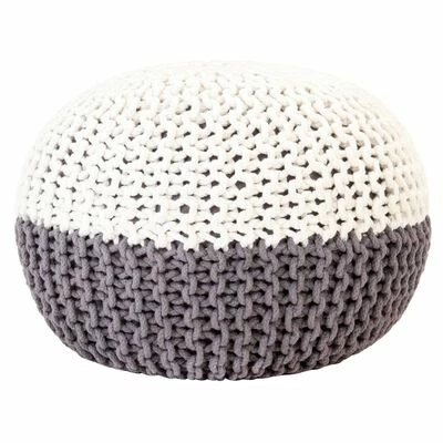 VidaXL Pouf tricoté à la main Anthracite et blanc 50 x 35 cm Coton 1 VidaXL Pouf tricoté à la main Anthracite et blanc 50 x 35 cm Coton