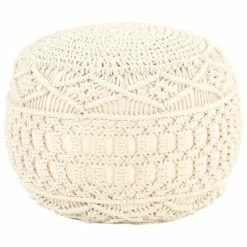 VidaXL Pouf fait à la main en macramé 45x30 cm Coton