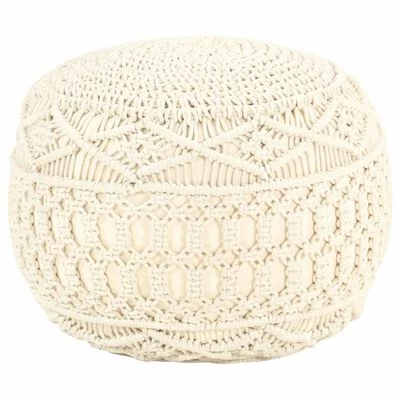 VidaXL Pouf fait à la main en macramé 45x30 cm Coton 1 VidaXL Pouf fait à la main en macramé 45x30 cm Coton