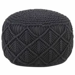 VidaXL Pouf fait à la main en macramé Anthracite 45x30 cm Coton