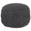 VidaXL Pouf fait à la main en macramé Anthracite 45x30 cm Coton