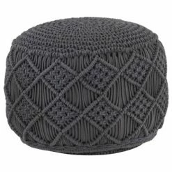 VidaXL Pouf fait à la main en macramé Anthracite 45x30 cm Coton