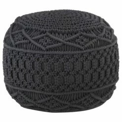 VidaXL Pouf fait à la main en macramé Anthracite 45x30 cm Coton