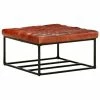 VidaXL Pouf Marron foncé 80x80x43 cm Cuir véritable