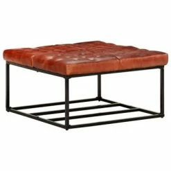 VidaXL Pouf Marron foncé 80x80x43 cm Cuir véritable