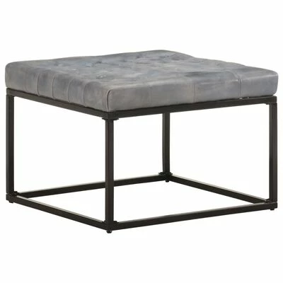 VidaXL Pouf Gris 62x62x47 cm Cuir véritable 1 VidaXL Pouf Gris 62x62x47 cm Cuir véritable
