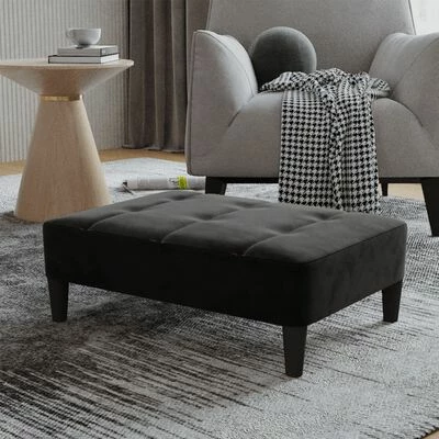 VidaXL Repose-pied Noir 78x56x32 cm Velours 2 VidaXL Repose-pied Noir 78x56x32 cm Velours – Image 2